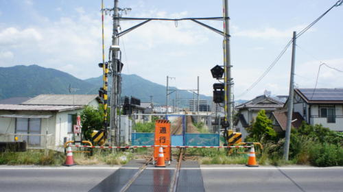 通行禁止（駅側）-提供：上田電鉄、二次利用不可